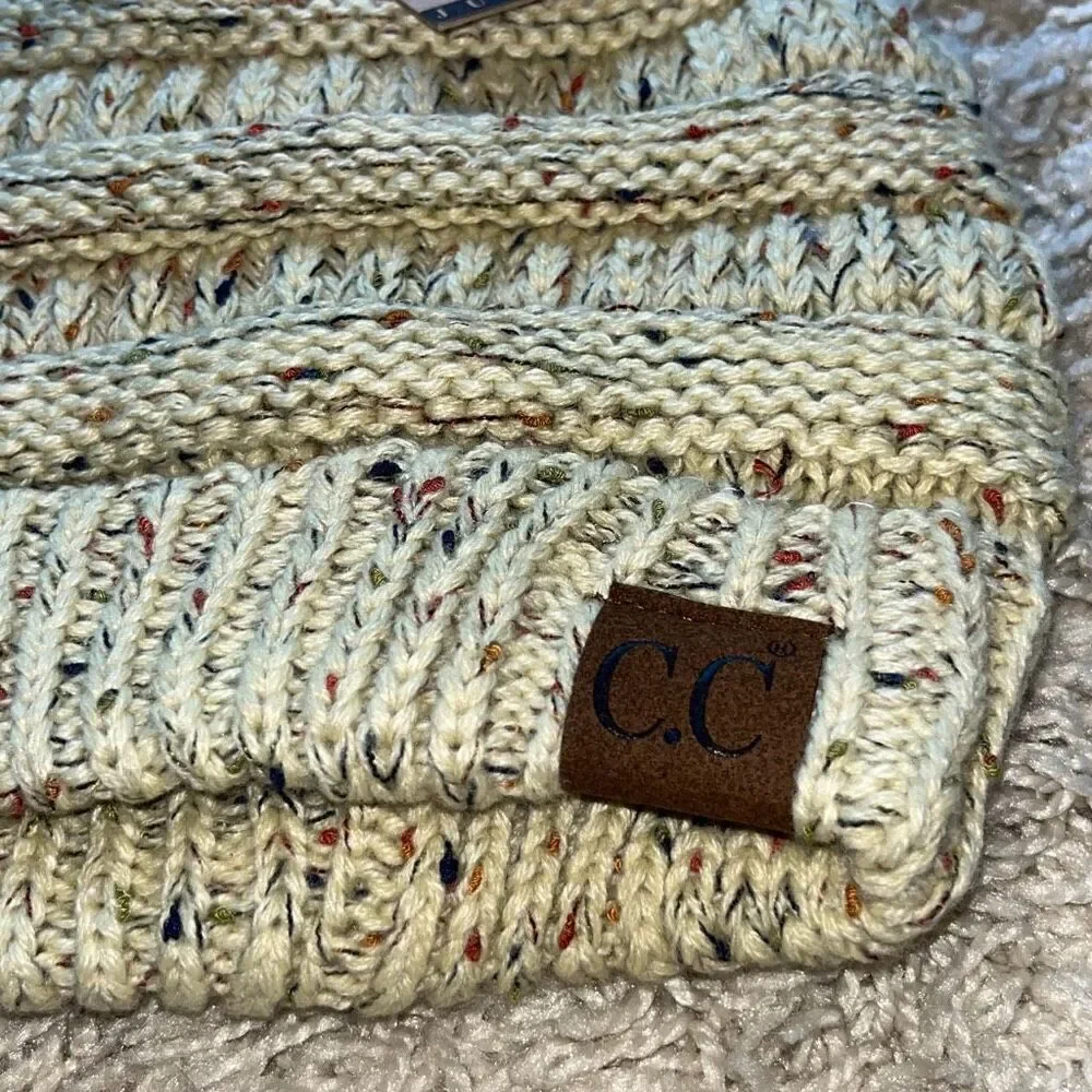 NWT C.C Colorful Lemonade Confetti Cable Knit Beanie